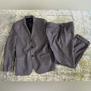 J.Lindeberg Houndstooth Suit 42R Pant 33x32 Virgin Wool Grey/Black